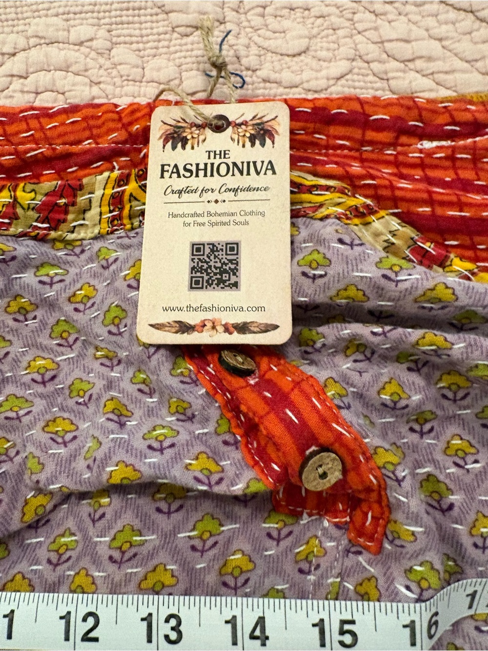 Kantha Patchwork Cream & Lavender Harem Jumpsuit Reversible NWT - Picture 13 of 16